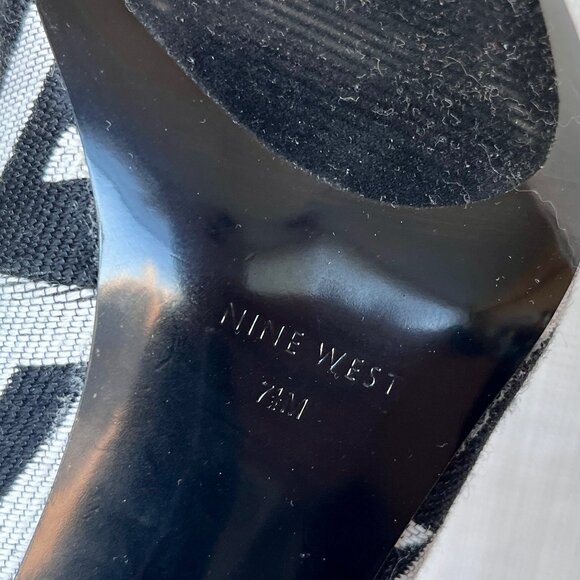 Vintage Nine West Fabric Houndstooth Architectural Patent Leather Heel M… - Picture 14 of 16